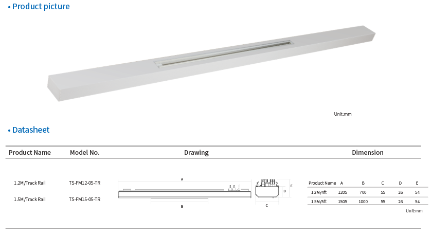 5 in 1 led trunk linear system ETL/TUV